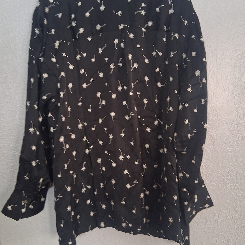 J Jill NWT Satin Dandilion Floral Button Down Blouse Top Business Casual 2X - Picture 6 of 6